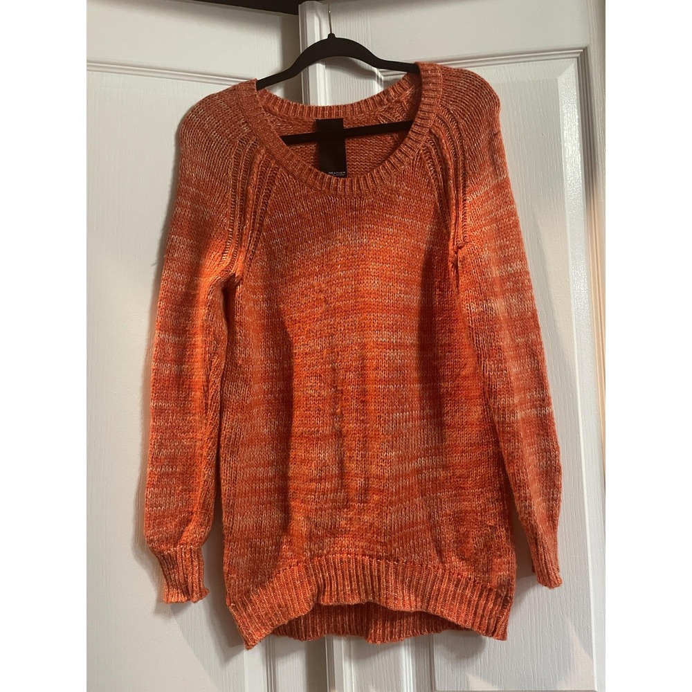 Heather by Bordeaux Sweater Womens Medium Orange Scoop Neck Pullover Angora Wool